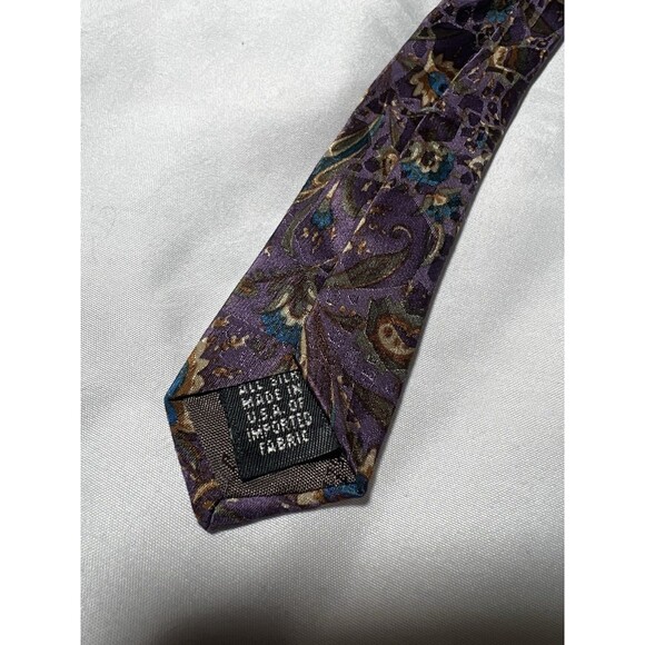 Christian Dior Monsieur All Silk Necktie Purple Filigree Pattern - Picture 7 of 10
